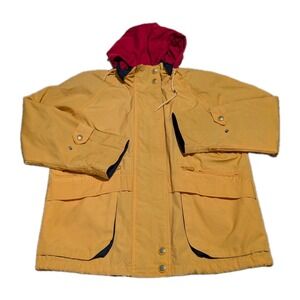 Mulberry Street Men's Yellow Red Hooded Jacket Coat Sz S Zip